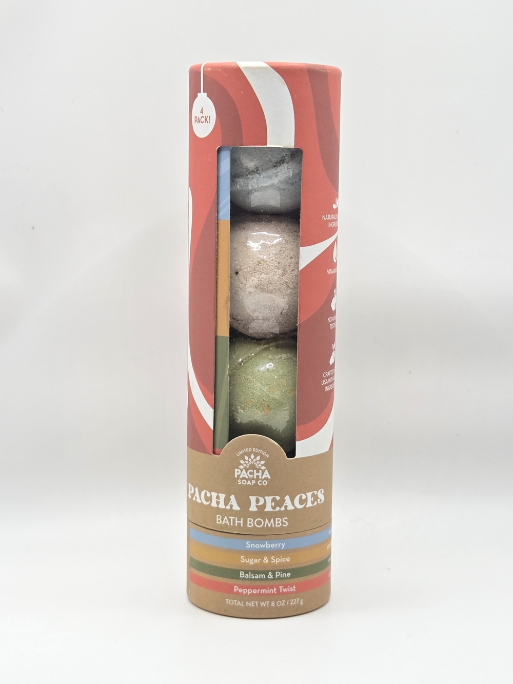 $9 Add-On When Bundled with $6+ Pacha Peaces Bath Bombs 4 Pack Holiday Gift Set
